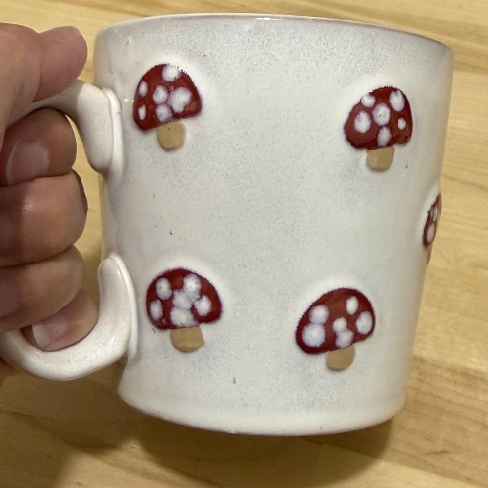 Woodland Whimsical‎ Cottagecore Rustic Red Mushroom Fairy-tale Stonewear Mug - Picture 2 of 8